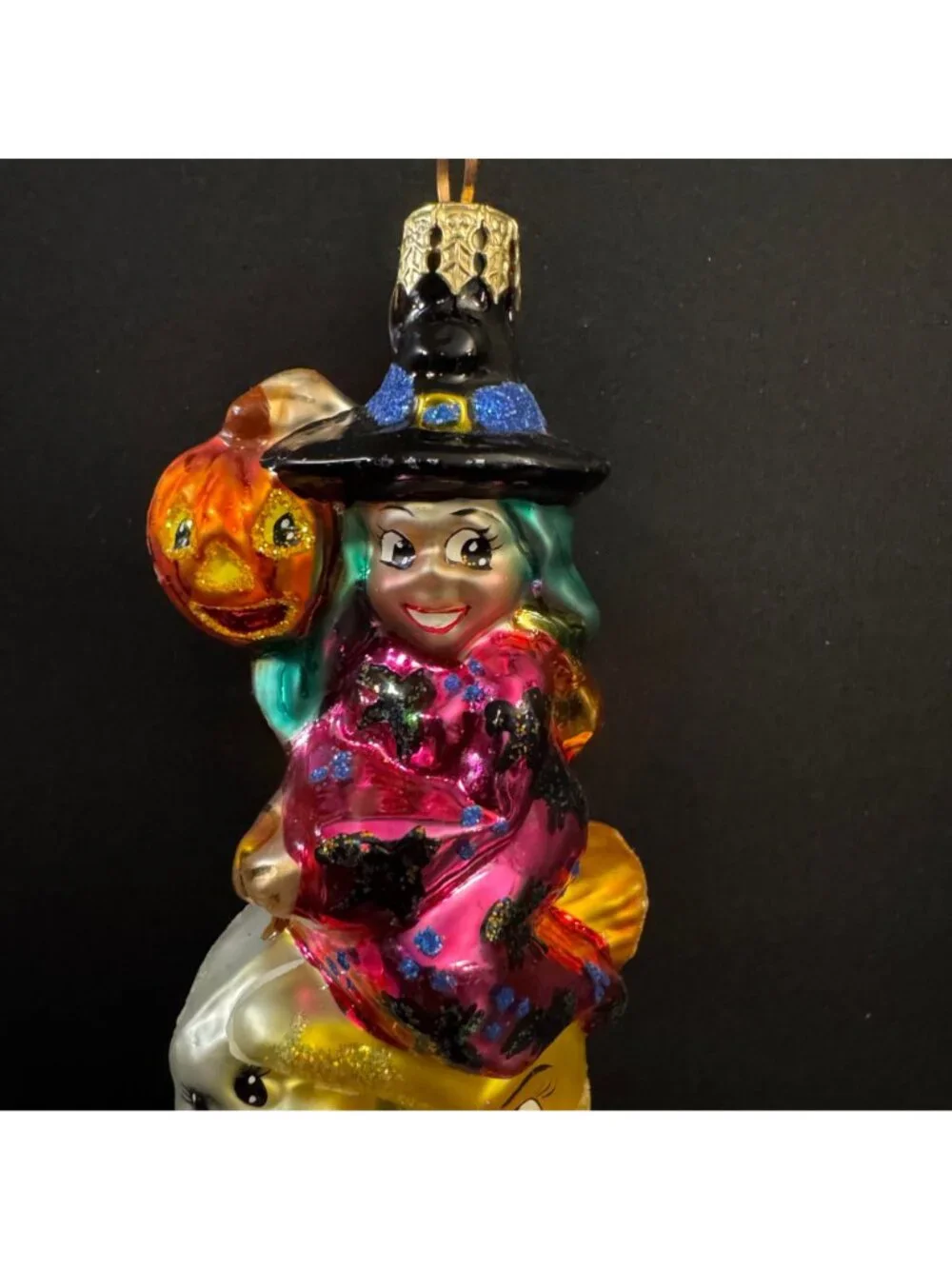 Radko Witchy Woman Halloween Ornament Glass Witch Cat Moon Pumpkin 7